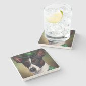 Rat Terrier Dog in St. Patrick's Day Dress Steinuntersetzer (Seitenansicht)