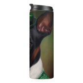 Rat Terrier Dog in St. Patrick's Day Dress Thermosbecher (Nach rechts gedreht)