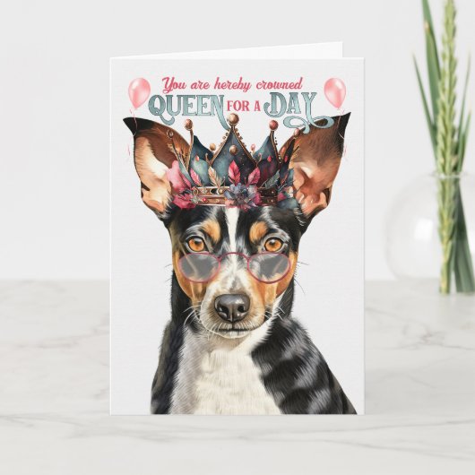 Rat Terrier Dog Queen Day Funny Birthday Karte (Vorderseite)