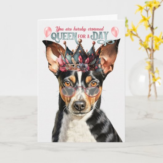 Rat Terrier Dog Queen Day Funny Birthday Karte (Gelbe Blume)