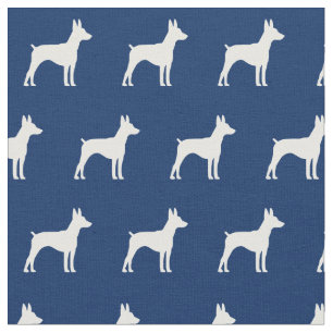 Rat Terrier Dog Silhouette Pet Navy Blue Stoff
