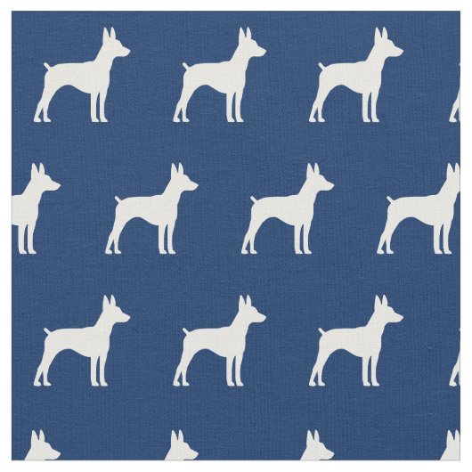 Rat Terrier Dog Silhouette Pet Navy Blue Stoff (Nahaufnahme)