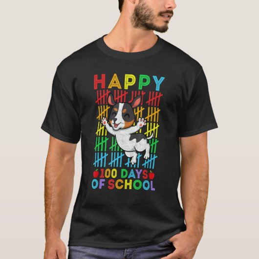 Rat Terrier Dog Teacher Student Happy 100 Days of T-Shirt (Vorderseite)