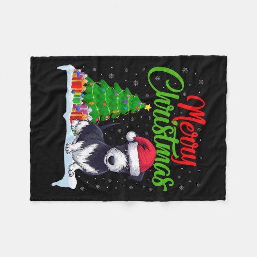 Rat Terrier Dog Weihnachtsbaum Lichter Funny Xmas Fleecedecke (Vorderseite (Horizontal))