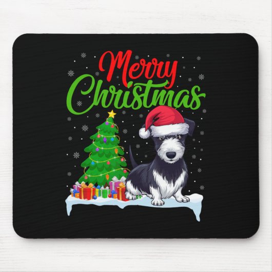Rat Terrier Dog Weihnachtsbaum Lichter Funny Xmas  Mousepad (Vorne)
