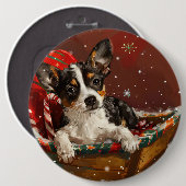 Rat Terrier Dog Weihnachtsfest Button (Vorne & Hinten)