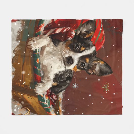 Rat Terrier Dog Weihnachtsfest Fleecedecke (Vorderseite (Horizontal))