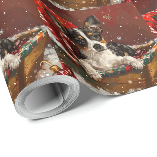 Rat Terrier Dog Weihnachtsfest Geschenkpapier (Rolleneckpunkt)