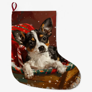 Rat Terrier Dog Weihnachtsfest Großer Weihnachtsstrumpf