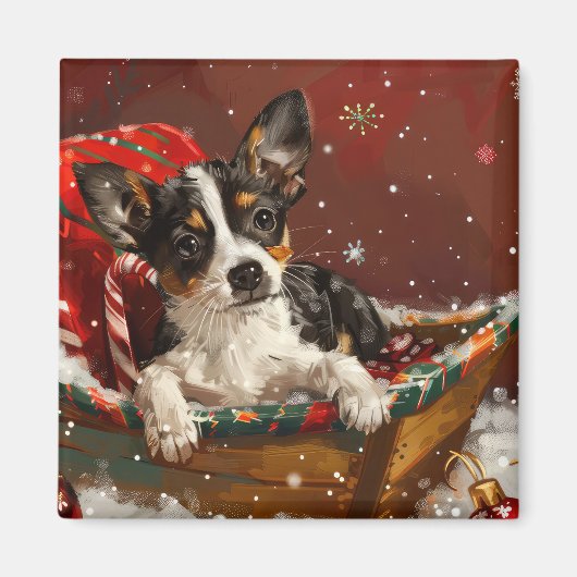 Rat Terrier Dog Weihnachtsfest Magnet (Vorne)