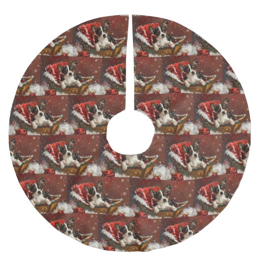 Rat Terrier Dog Weihnachtsfest Polyester Weihnachtsbaumdecke (Vorderseite)