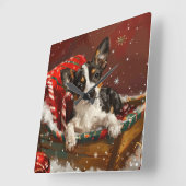 Rat Terrier Dog Weihnachtsfest Quadratische Wanduhr (Winkel)