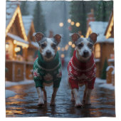 Rat Terrier Dogs Christmas Snow Holiday Duschvorhang (Vorderseite)