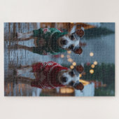 Rat Terrier Dogs Christmas Snow Holiday Puzzle (Horizontal)