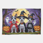 Rat Terrier Dogs Pumpkin Halloween Funny Geschirrtuch (Horizontal)