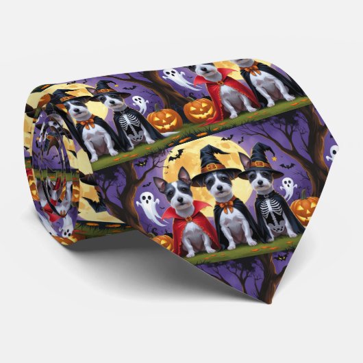 Rat Terrier Dogs Pumpkin Halloween Funny Krawatte (Gerollt)