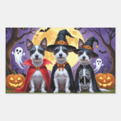 Rat Terrier Dogs Pumpkin Halloween Funny Rechteckiger Aufkleber (Vorderseite)