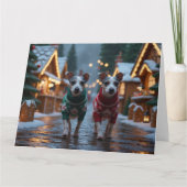 Rat Terrier Dogs Weihnachtsschneeferien Karte (Vorderseite)