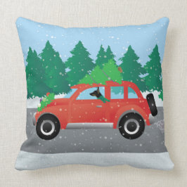 Rat Terrier Fahren ein Weihnachtsauto mit einem Ba Kissen