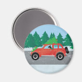 Rat Terrier Fahren ein Weihnachtsauto mit einem Ba Magnet (Vorderseite/Rückseite)