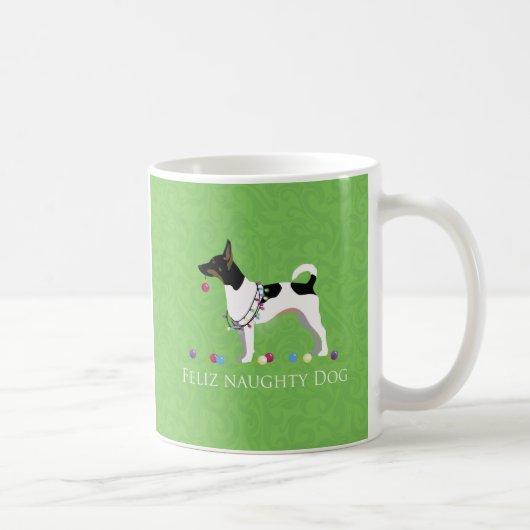 Rat Terrier Feliz Naughty Dog Weihnachten Kaffeetasse (Rechts)