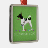 Rat Terrier Feliz Naughty Dog Weihnachten Ornament Aus Metall (Rechts)