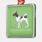 Rat Terrier Feliz Naughty Dog Weihnachten Ornament Aus Metall (Links)