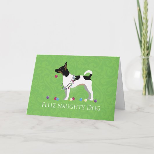 Rat Terrier Feliz Naughty Hund Weihnachten (Vorderseite)