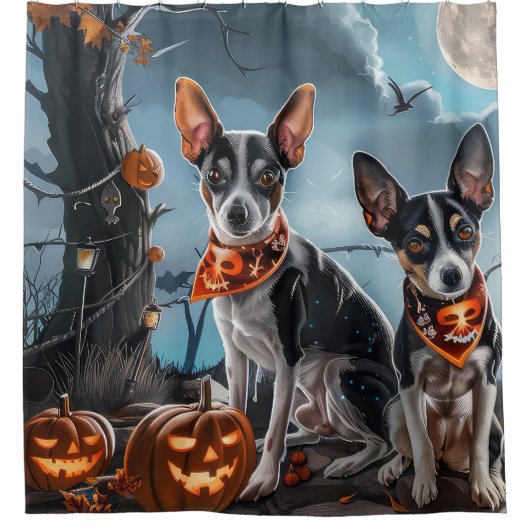 Rat Terrier Halloween Spooky Duschvorhang (Vorderseite)