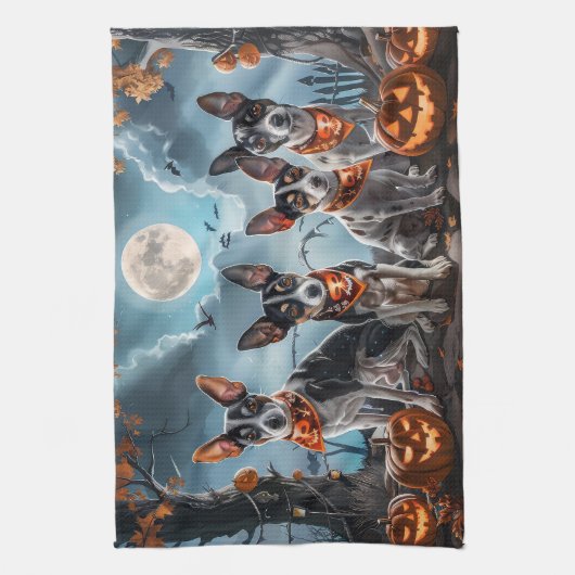Rat Terrier Halloween Spooky Geschirrtuch (Vertikal)