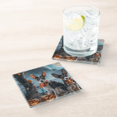 Rat Terrier Halloween Spooky Glasuntersetzer (Schrägansicht)