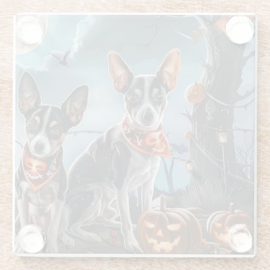 Rat Terrier Halloween Spooky Glasuntersetzer (Rückseite)
