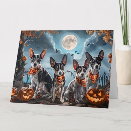 Rat Terrier Halloween Spooky Karte (Vorderseite)