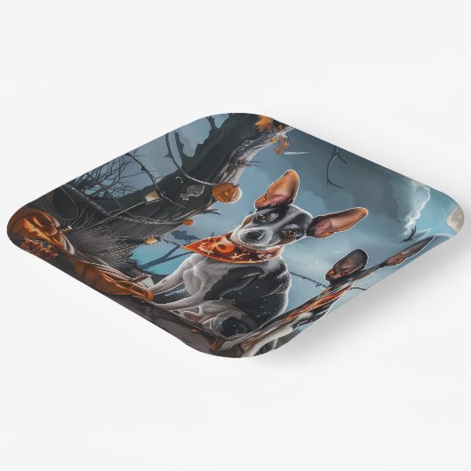 Rat Terrier Halloween Spooky Pappteller (Gewinkelt)