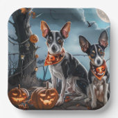 Rat Terrier Halloween Spooky Pappteller (Vorderseite)