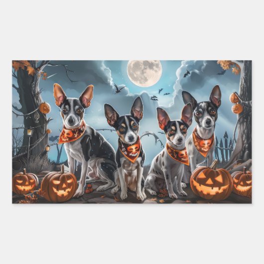 Rat Terrier Halloween Spooky Rechteckiger Aufkleber (Vorderseite)