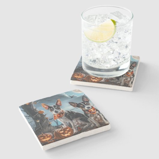 Rat Terrier Halloween Spooky Steinuntersetzer (Seitenansicht)