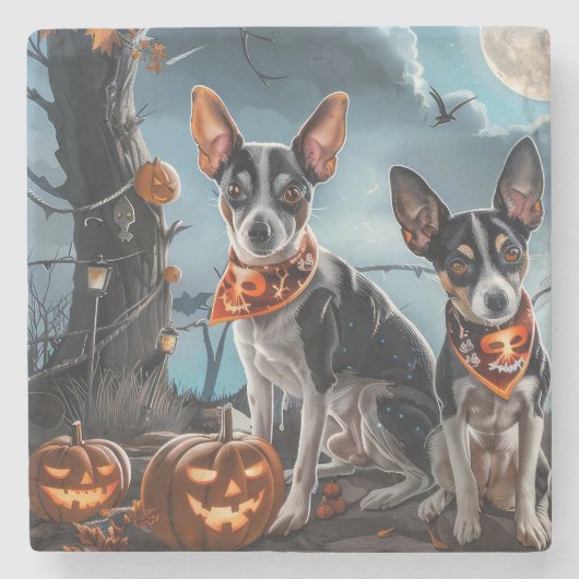 Rat Terrier Halloween Spooky Steinuntersetzer (Vorderseite)