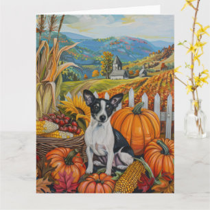 Rat Terrier Hund Herbsternte Erntedankfest Karte