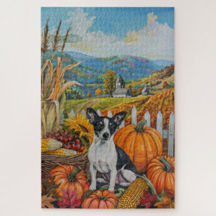 Rat-Terrier-Hund Herbsternte Erntedankfest Puzzle