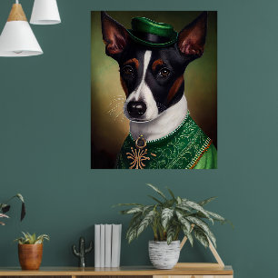 Rat-Terrier-Hund im St. Patrick's Day-Kleid Poster
