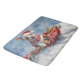 Rat Terrier Hund in Sledge Let it Snow Weihnachten Badematte (Schrägansicht)
