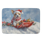 Rat Terrier Hund in Sledge Let it Snow Weihnachten Badematte (Vorderseite)