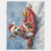 Rat Terrier Hund in Sledge Let it Snow Weihnachten Fleecedecke (Vorderseite)