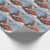 Rat Terrier Hund in Sledge Let it Snow Weihnachten Geschenkpapier (Ecke)
