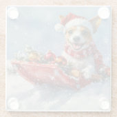Rat Terrier Hund in Sledge Let it Snow Weihnachten Glasuntersetzer (Rückseite)