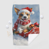 Rat Terrier Hund in Sledge Let it Snow Weihnachten Golfhandtuch (Insitu)