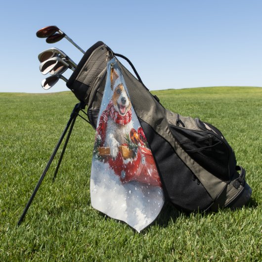 Rat Terrier Hund in Sledge Let it Snow Weihnachten Golfhandtuch (Gras)