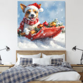 Rat Terrier Hund in Sledge Let it Snow Weihnachten Leinwanddruck (Insitu (Schlafzimmer))