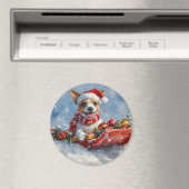 Rat Terrier Hund in Sledge Let it Snow Weihnachten Magnet (In Situ (Geschirrspüler))